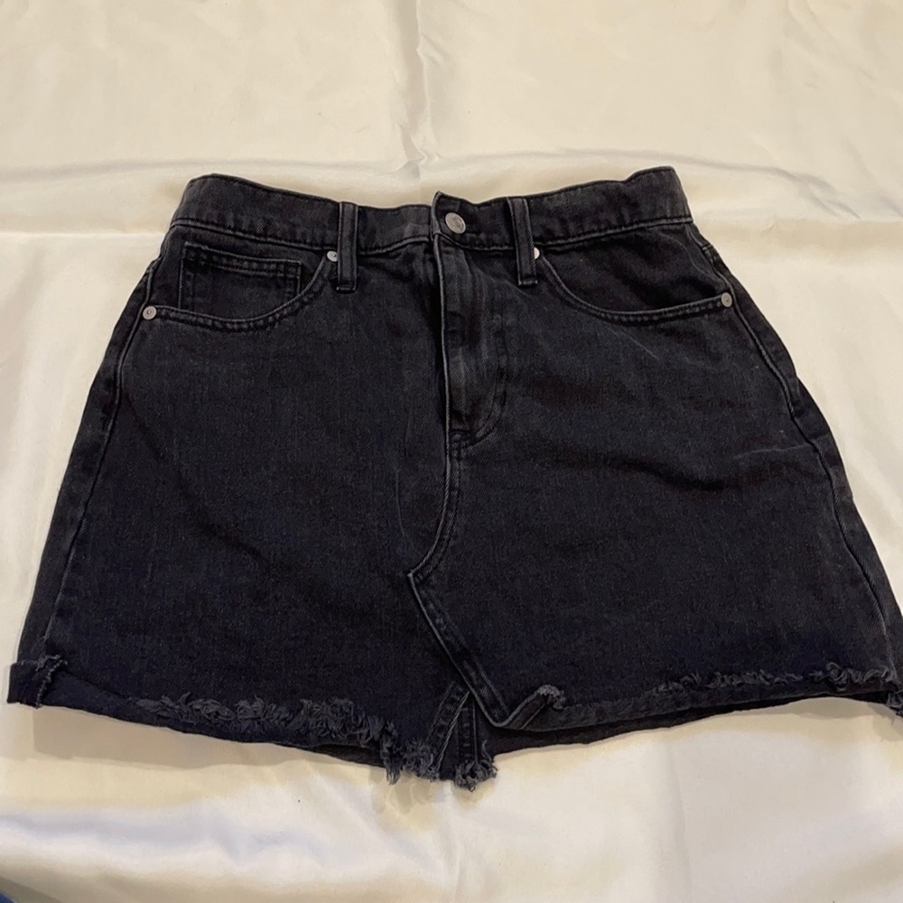 MADEWELL BLACK DENIM HIGH WAISTED SKIRT